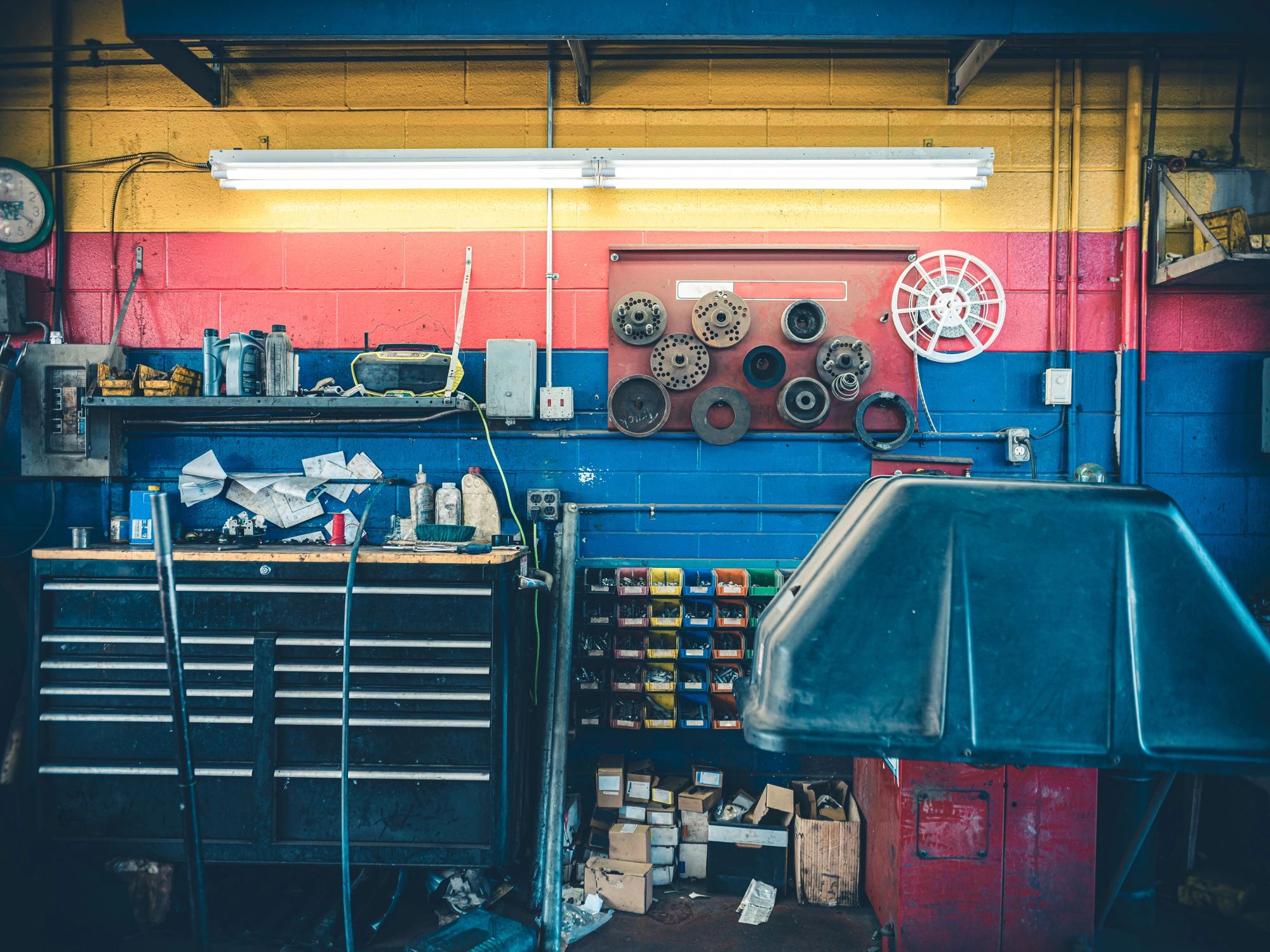 Interior of an auto mechanic shop