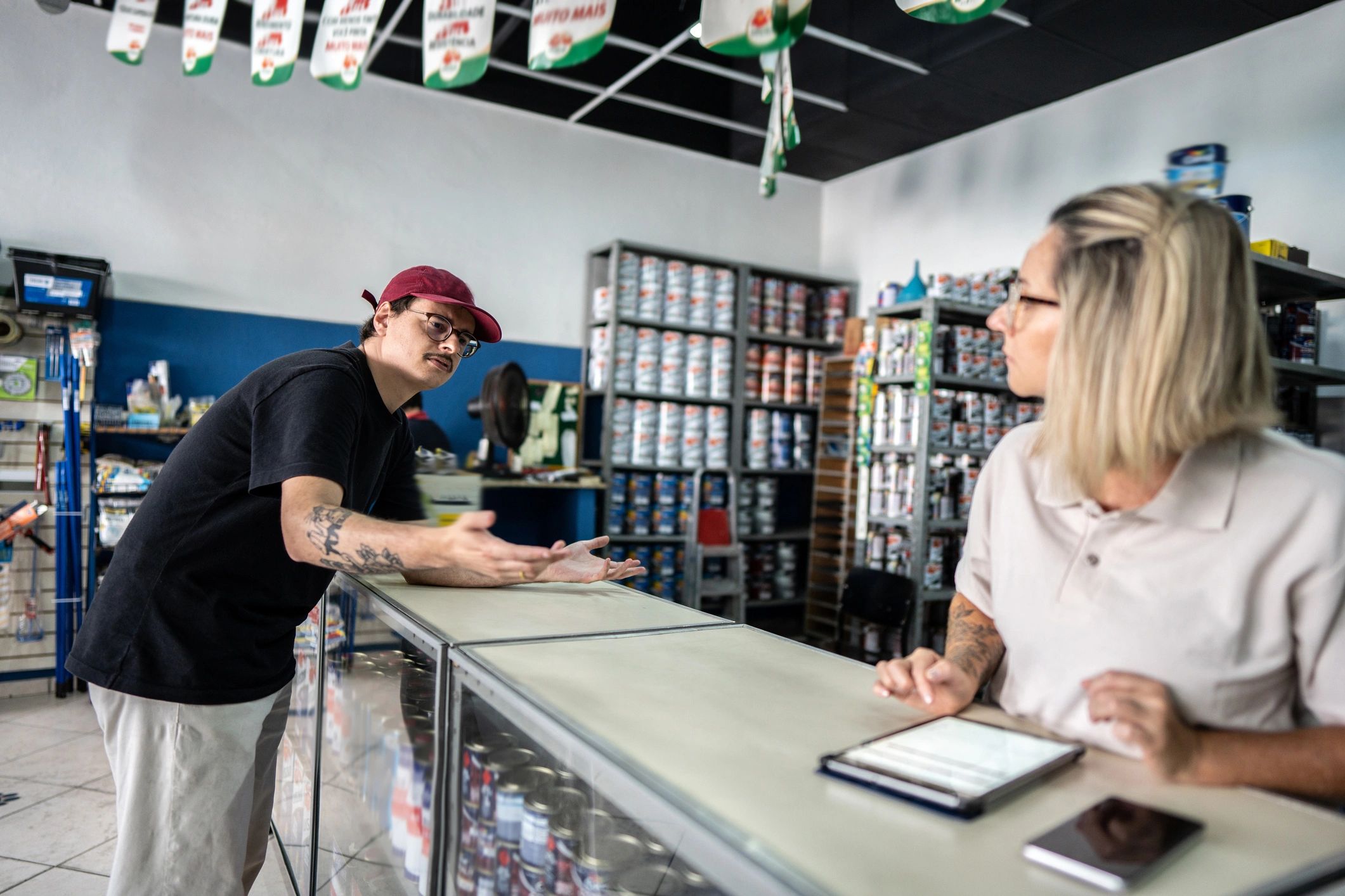Customer at a service counter