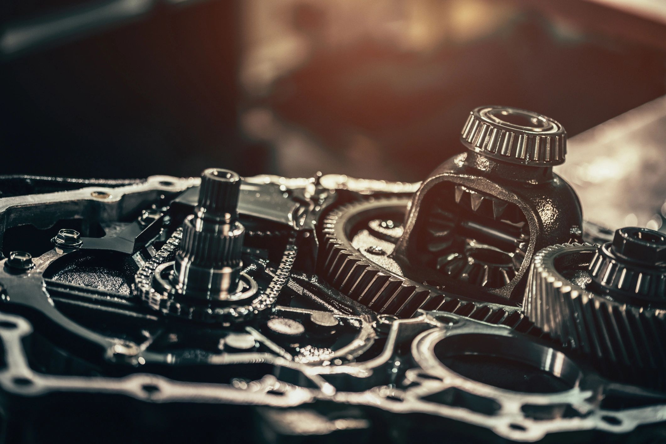 Close-up of transmission metal parts